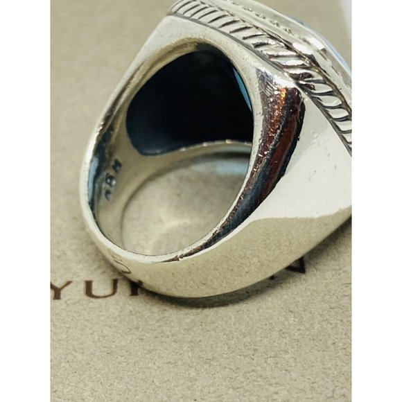 David Yurman Albion Diamond Blue Topaz Ring 14MM Topaz 100% Authentic Pouch 6.5 - Picture 9 of 12